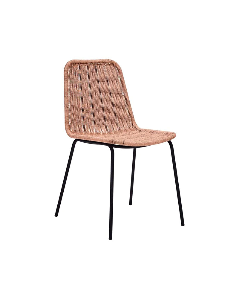 Hapur - Chaise de café couleur naturelle - pieds noirs
