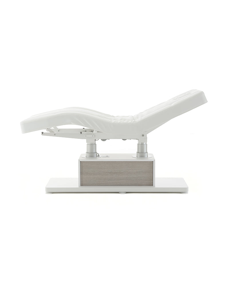 The Clair - White massage table with details in gray oak pattern - with motor - without armrests