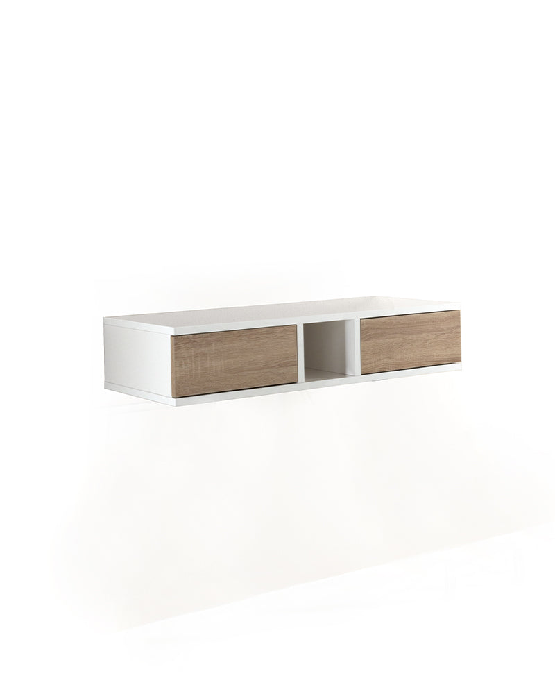 Make-up - White wall control with drawers in oak pattern