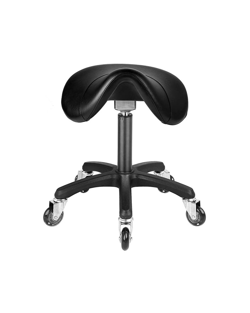 Saddle Black - Black salon stool with black x-base