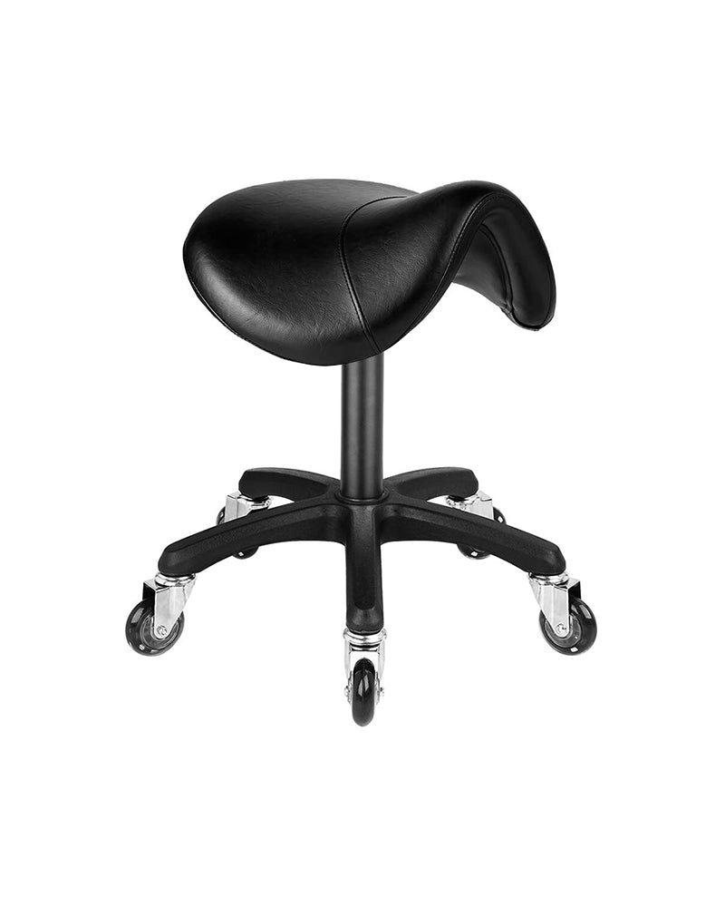 Saddle Black - Black salon stool with black x-base