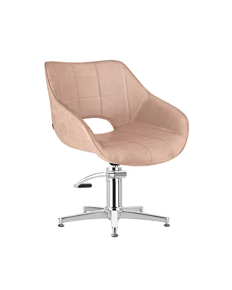 Rosie Blush - Pink hairdressing chair - Chrome cross foot