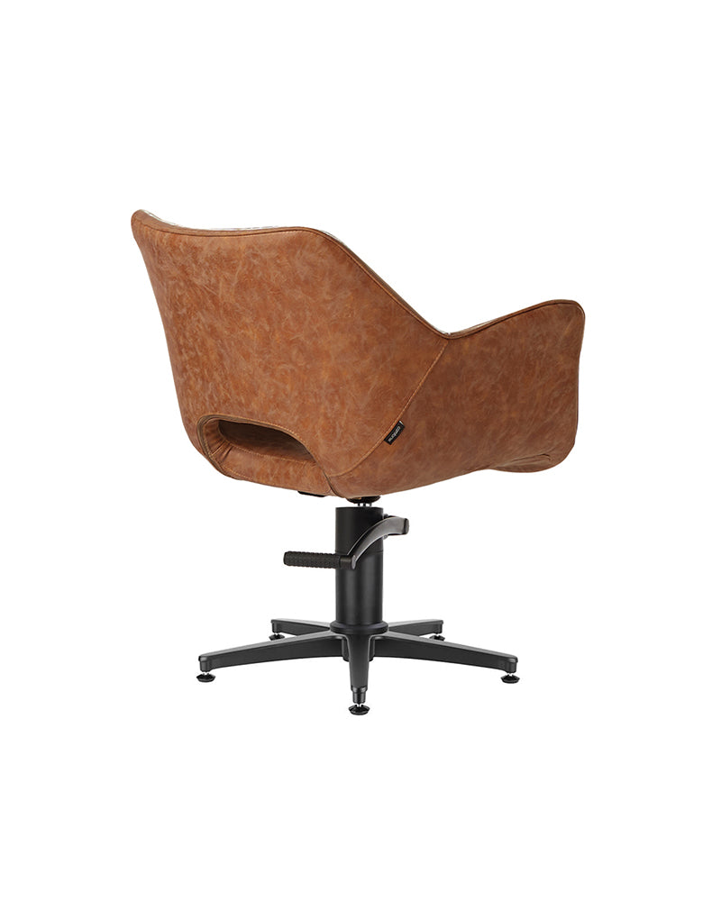 Chloe Tan - Brown hairdressing chair - Black cross foot