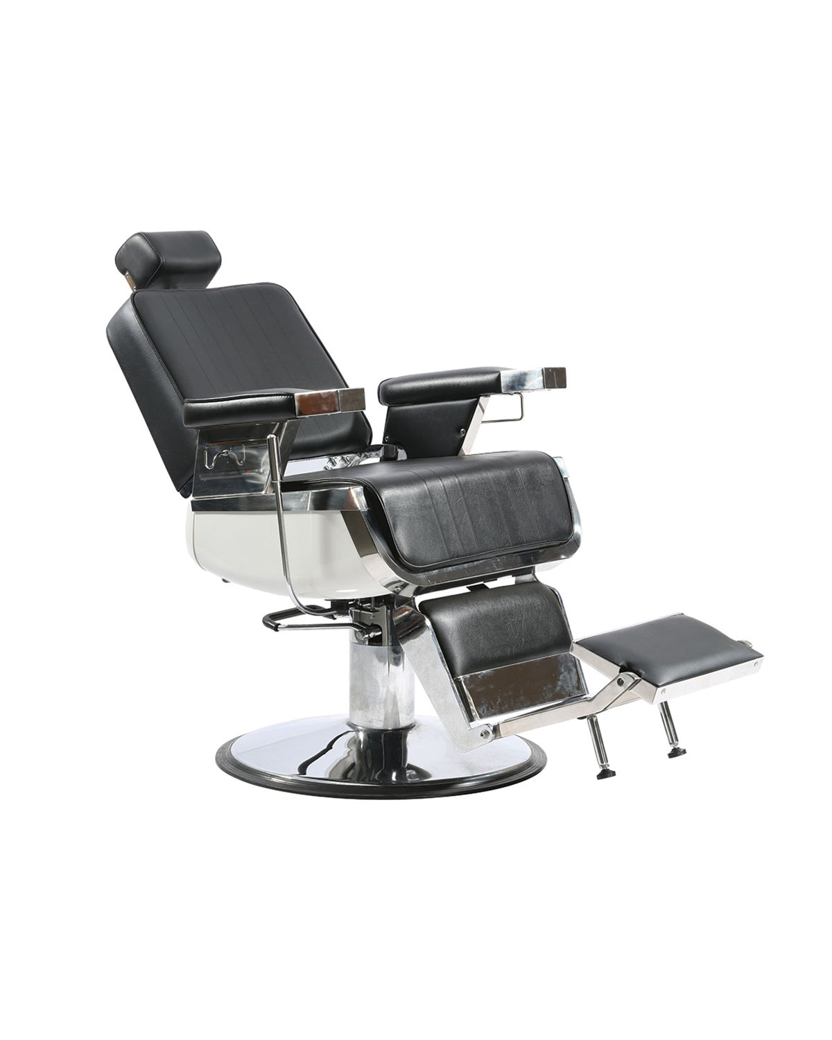 Bart - Fauteuil barbier noir avec base ronde chromée