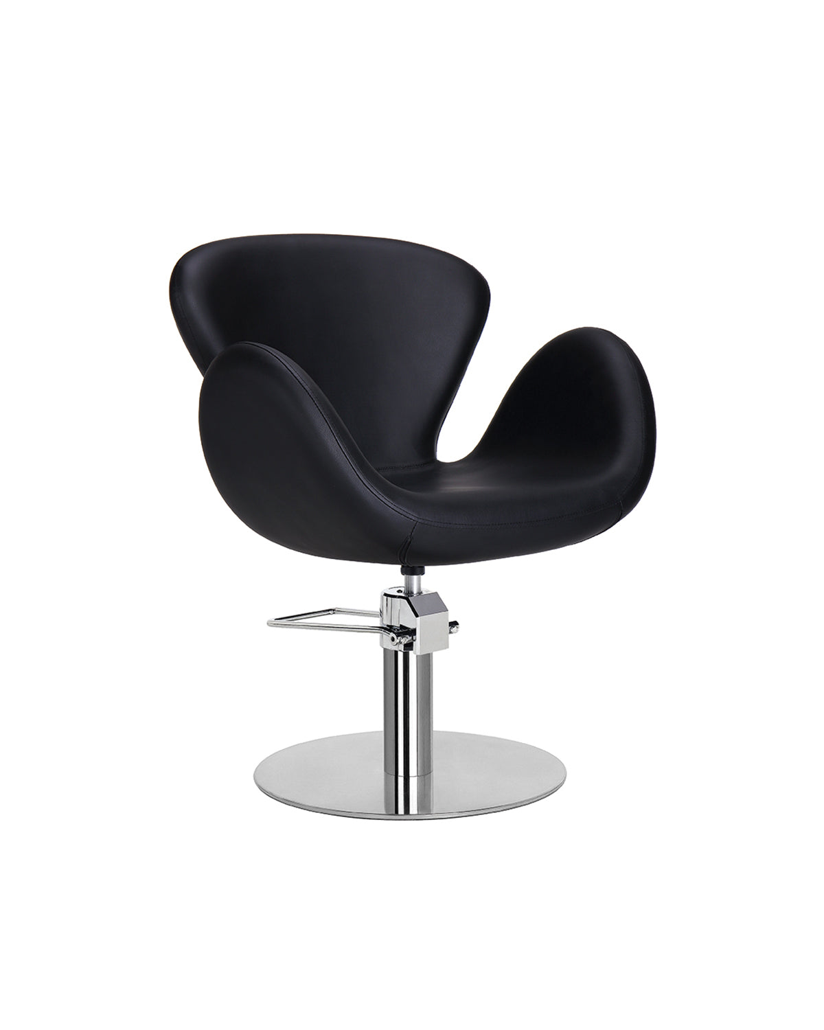 Chloe - Fauteuil de coupe noir avec base ronde chromée