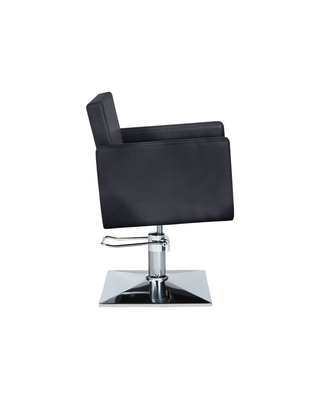 Christy - Fauteuil de coupe noir avec base ronde carrée chromée