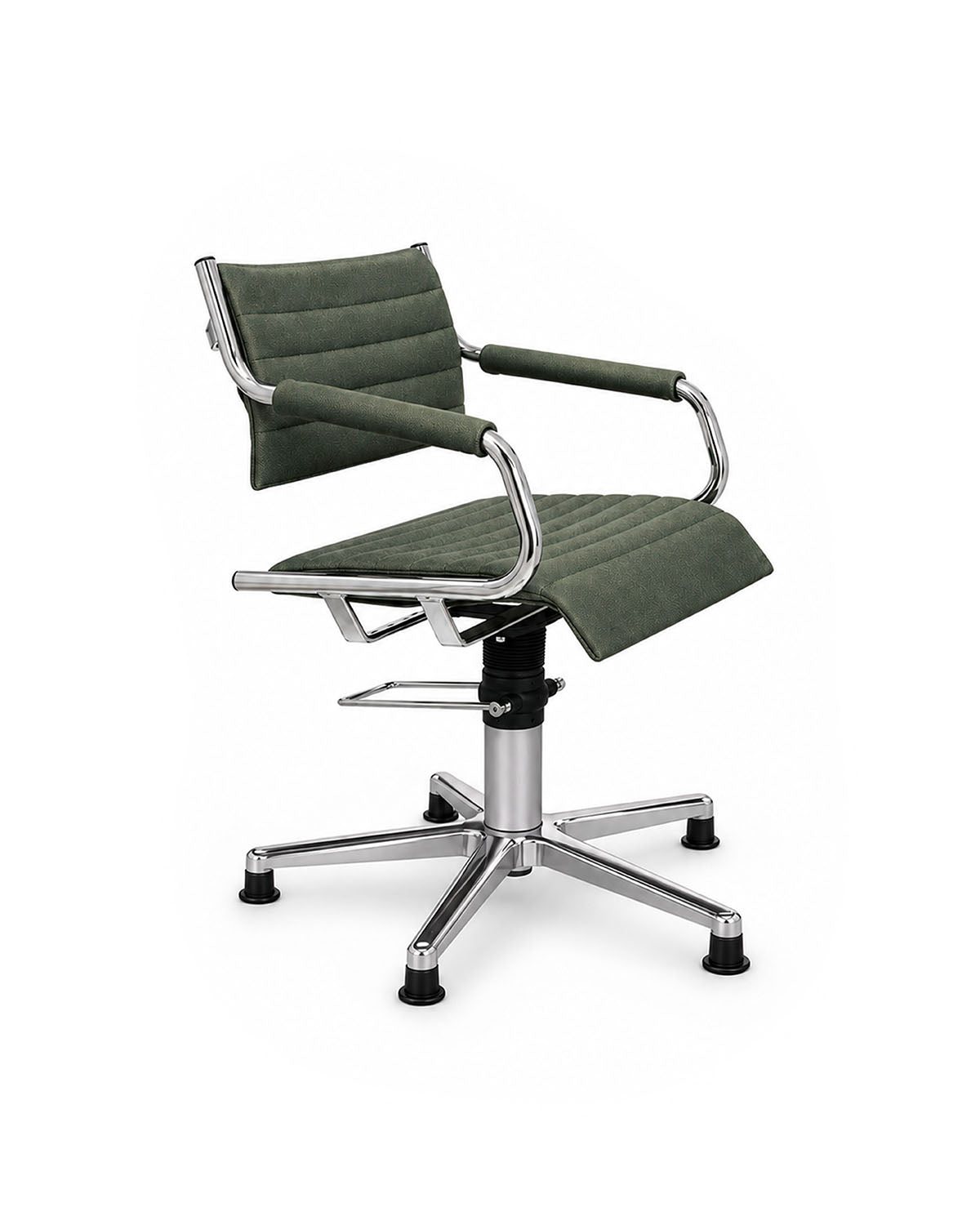 Greiner 59 SuperTex - donkergroene klantstoel met chromen stervoet