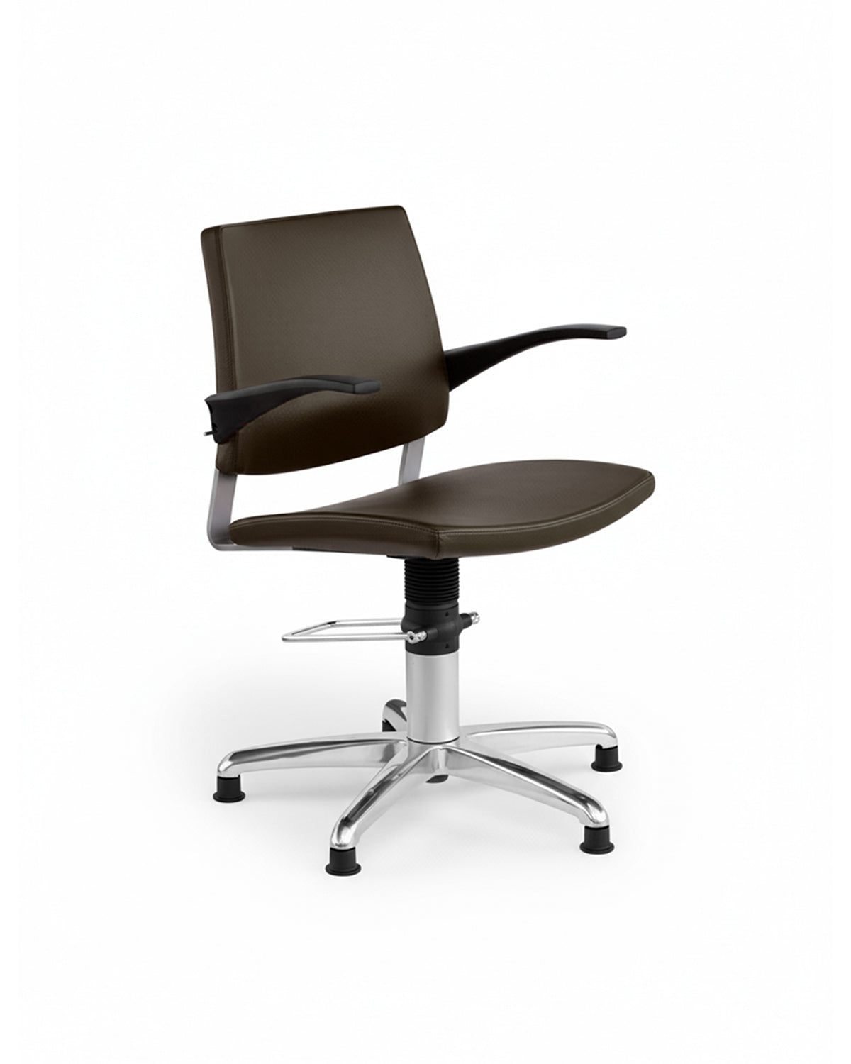 Greiner 22 - Brown styling chair with chrome cross base