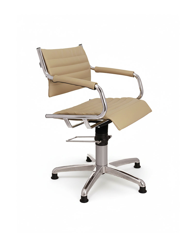 Greiner 59 - beige styling chair with chrome cross base