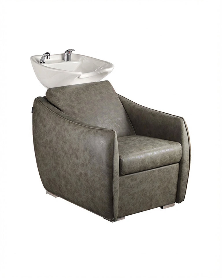 Hazel Sage - Green washing unit - White bowl