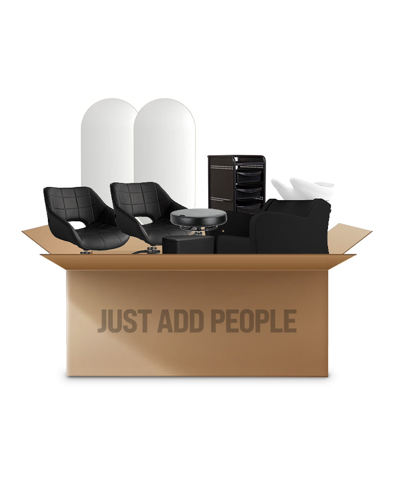 Massage starter kit with 2 styling stations, 1 massage unit and equipment