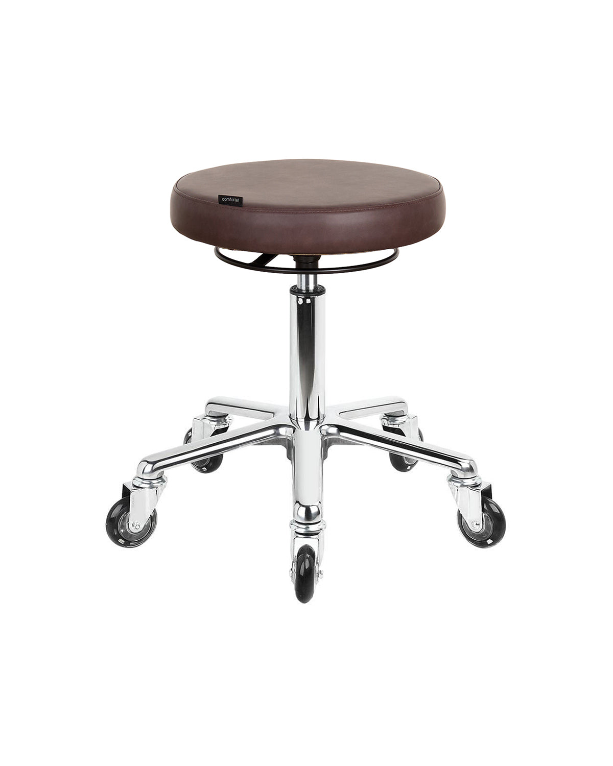 Round Merlot - Tabouret de coiffure brun avec base étoile chromée