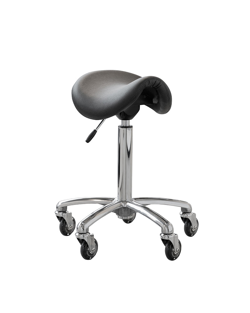 Stella saddle stool aluminium roller