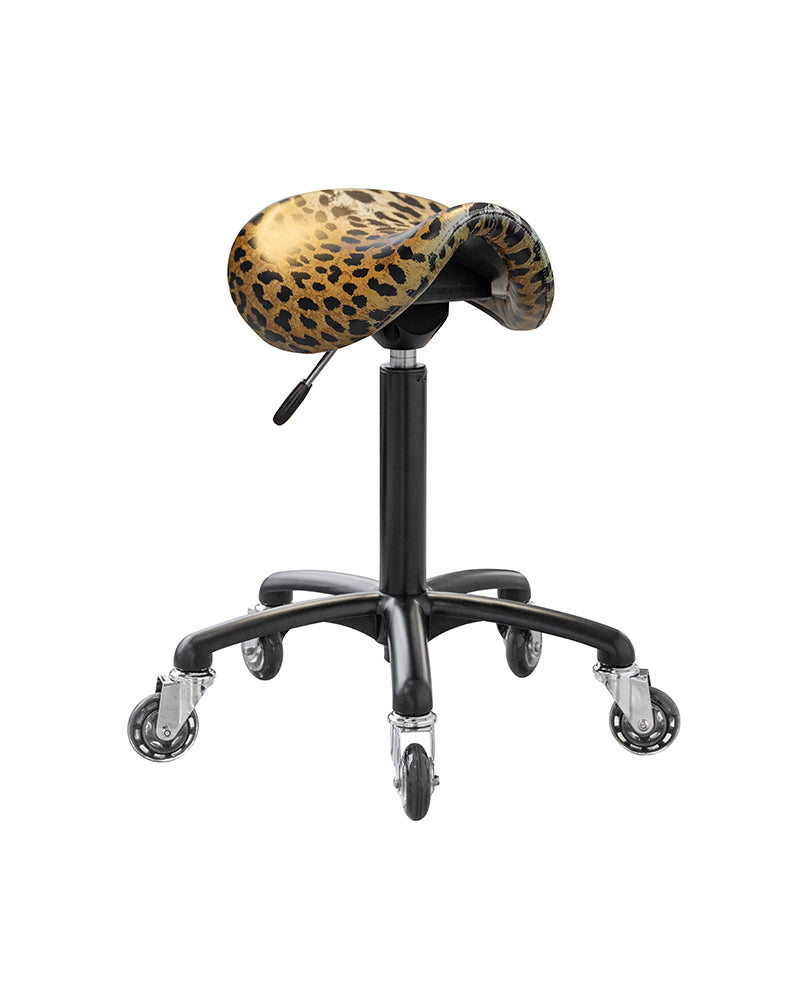 Stella leopard stool black roller