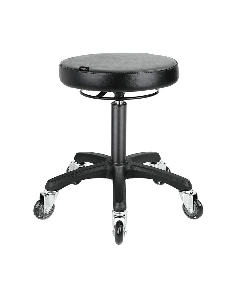 comfortel_salon_stool_black_plastic_roller_wheels