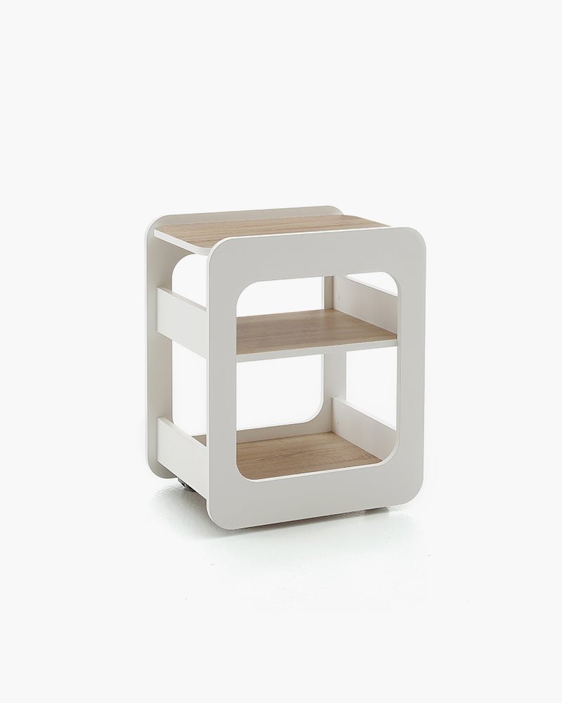 Creo - White rolling table - Oak pattern